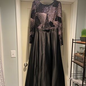 Betsy & Adam Formal Black and Gold Gown